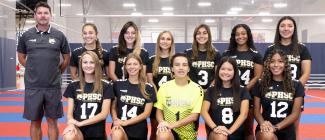 Portrait of 2021-2022 Inaugural PHSC Women's Soccer Team and male Coach