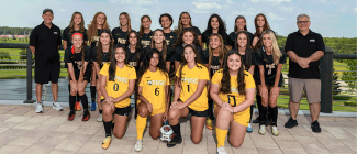 Women's soccer team headshot of PHSC coaches and players.